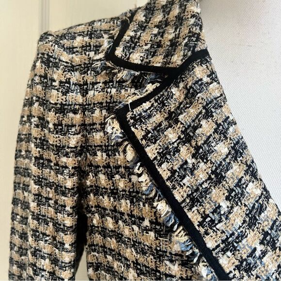 Veronica Beard Tweed Theron Blazer Double Breasted Jacket Camel Blue US 10 NEW - Picture 6 of 12